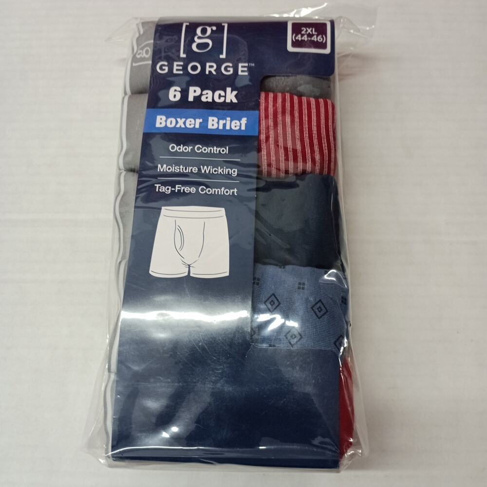 6-Pack GEORGE Men’s 2XL Boxer Briefs Moisture Wicking Odor Control Tag-Free